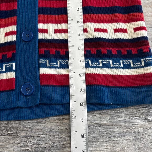 NWT Vintage 70s Kmart Womens Aztec L Abstract Bell Sleeve Cardigan Sweater - Picture 7 of 11